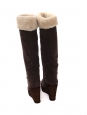 Brown suede leather wedge boots with fur trimming Retail price €1300 Size 39