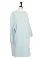 Manteau oversized col rond en laine bleu clair Prix boutique 800€ Taille 38 à 40
