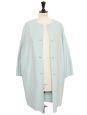 Round neckline light blue wool oversized coat Retail price 800€ Size 38 to 40