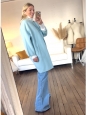 Manteau oversized col rond en laine bleu clair Prix boutique 800€ Taille 38 à 40