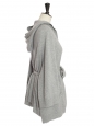Thick dark grey cashmere belted and hooded cardigan Retail price €500 Size 36 to 38