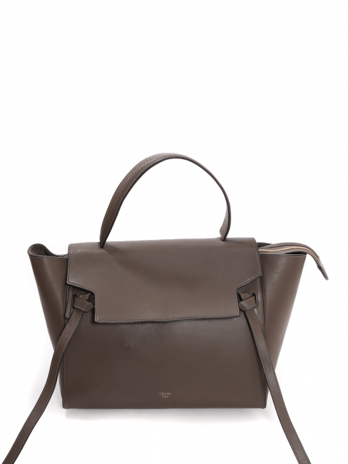 Dark grey smooth leather large BELT handbag Retail price €2600
