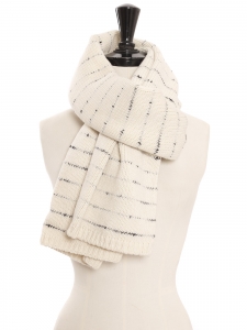 CHLOE Cream white lambswool jersey knit maxi scarf Retail price €580