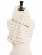 Echarpe très longue en maille jersey de laine blanc crème rayé noir Prix boutique 580€