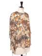 CHLOE Long-sleeved silk blouse in beige camel floral pattern and gold lamé Retail price €1290 Size 36