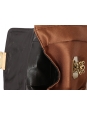 Sac à bandoulière ELSIE small en tissu marron cuivré, cuir noir et fermoir bijoux pierre Prix boutique 1400€