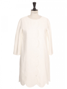 Manteau veste scalloped en lin blanc T34/36 Prix boutique 2500€
