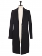 Black wool and cashmere blend mid-length straight cut coat Retail price €1200 Size XS