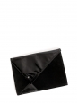 Black patent leather and suede evening clutch bag with Swarovski crystal