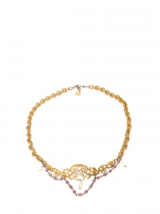 Gold tiara and purple pearl head jewels