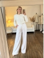 High-waist wide-leg white striped cotton pants Retail price €600 Size XS