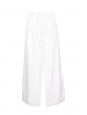 Pantalon taille haute évasé en cotton blanc à rayures Prix boutique 600€ Taille XS