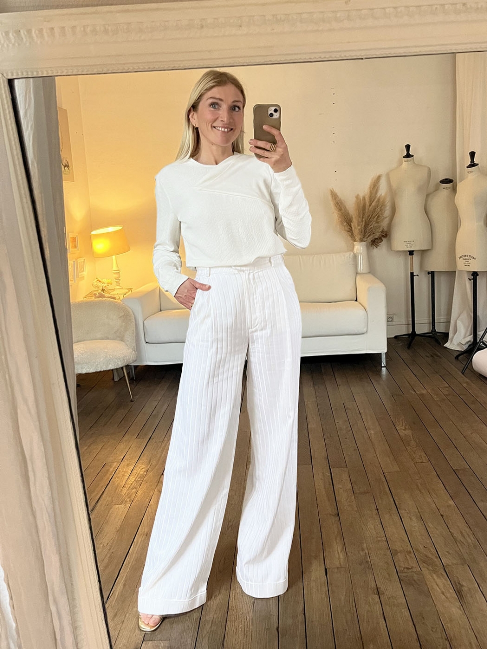 パンツ STELLA MCCARTNEY WHITE VISCOSE WIDE-LEG PANT Stella Mccartney Wide-leg Viscose Pants For Women In Beige