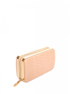 Beige pink python leather evening clutch bag with gold clasp Retail price €1500