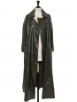 Long flared coat in dark green lambskin leather with silk lining and silver jewelled buttons Retail price 34000€ Size 40