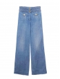 Pantalon jean évasé bleu moyen avec ceinture tressée Px boutique 550€ Taille 38