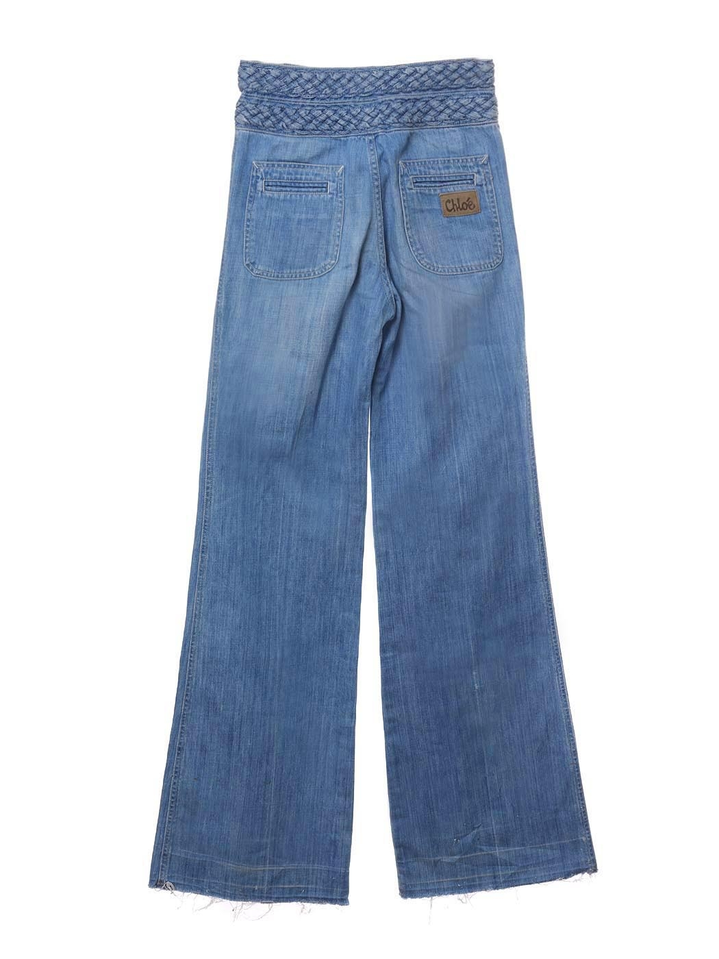 Boutique CHLOE Blue denim braided woven waist high rise flared jeans Retail  price €550 Size 36