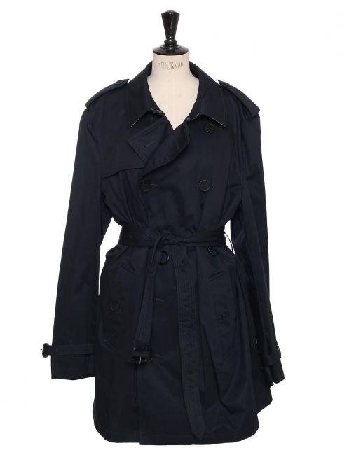 Navy blue cotton belted trench coat model Kensington Retail price 850€ Size XXL