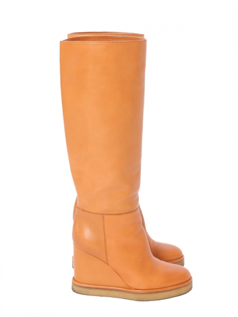 Camel leather wedge boots Retail price €1450 Size 36