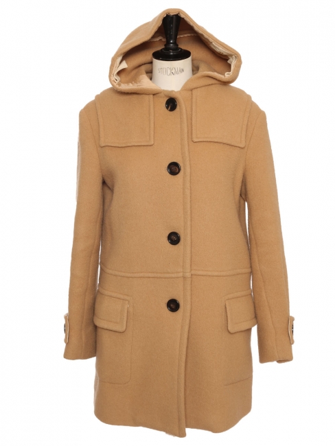 Hooded peacoat wool coffee brown coat Retail price €3000 Size 38