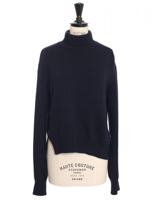 Navy blue cashmere turtleneck sweater Retail price €1300 Size M