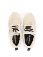 Flat shoes in white cream shearling with black sole and laces Retail price 1100€ Size 40