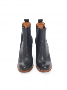 Navy blue leather Chelsea boots with wooden heel Retail price 800€ Size 38