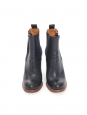 Navy blue leather Chelsea boots with wooden heel Retail price 800€ Size 38