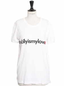 T-shirt manches courtes en coton blanc imprimé "Sicily is my love" Prix boutique 325€ Taille 38