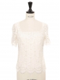 Short-sleeved top in fine white cream guipure lace Retail price €1150 Size XS