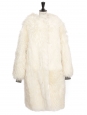 Manteau shearling en fourrure d'agneau de Mongolie blanc crème Prix boutique 7000€ Taille 36 à 40