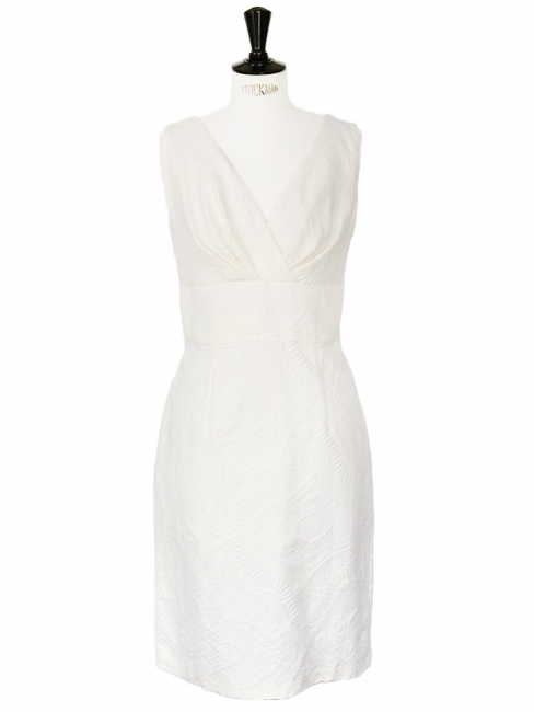 Off white jacquard cotton sleeveless dress Retail price €300 Size 40/42