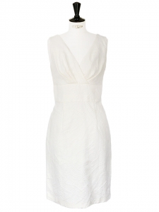 Robe sans manches en coton jacquard blanc crème Px boutique 300€ Taille 40/42