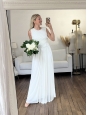 White silk draped sleeveless wedding dress NEW Retail price €3000 Size 36
