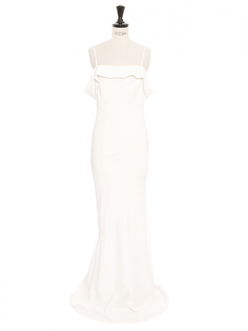 Olivia white satin off-shoulder slip wedding gown Retail price €1160 Size S