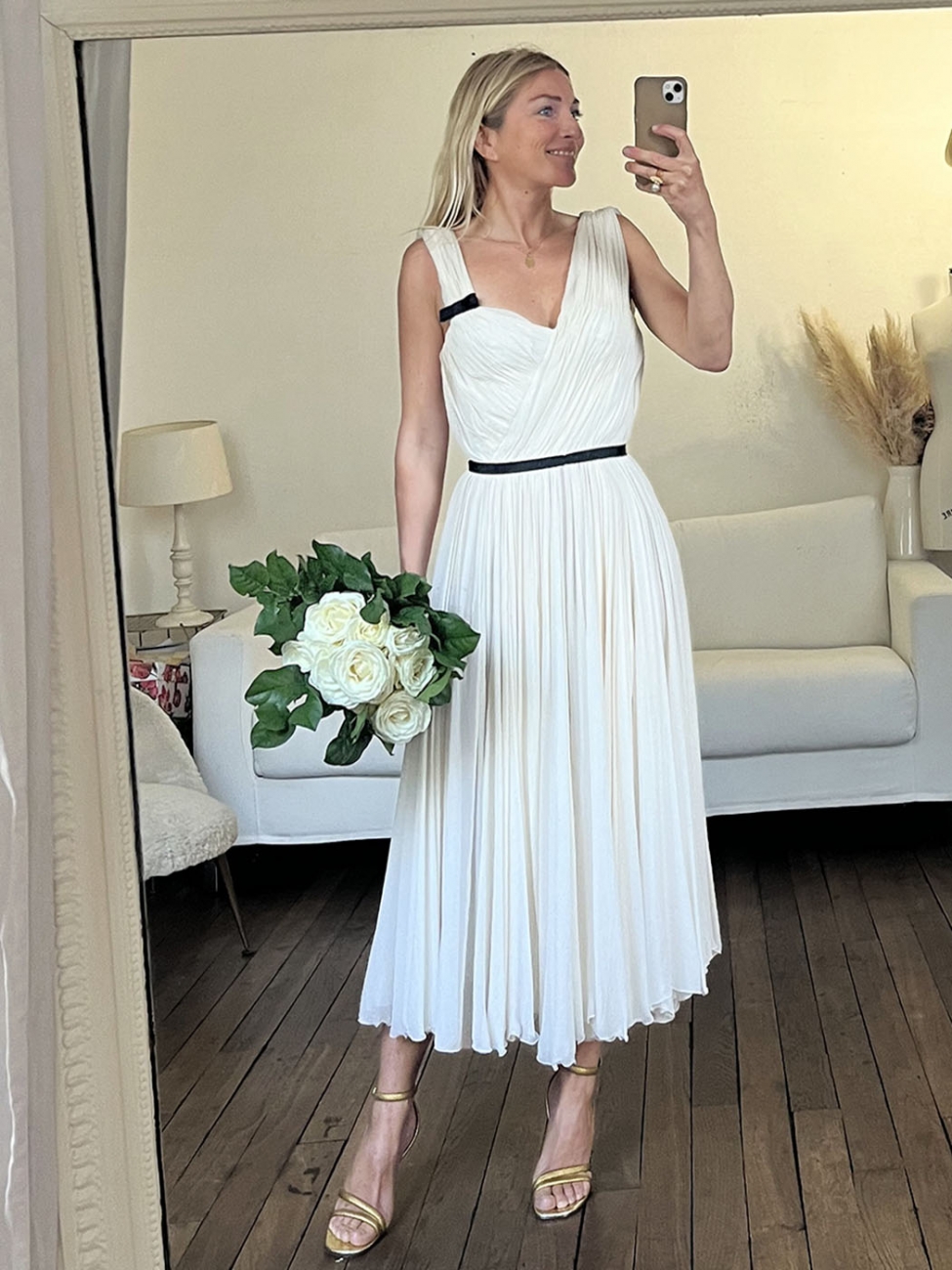 knee length dresses for ladies Emily McCarthy Chloe White Dress – Batik Chicago main image 0