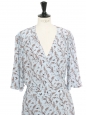 Bird print light blue wrap maxi dress Retail price $175 Size 42