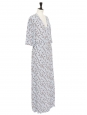 Bird print light blue wrap maxi dress Retail price $175 Size 42