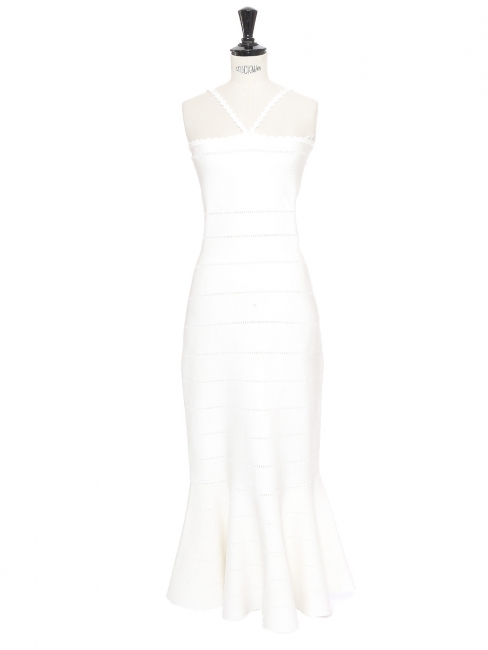 White Scalloped Strap Flare midi Dress Retail price €690 Size XXS