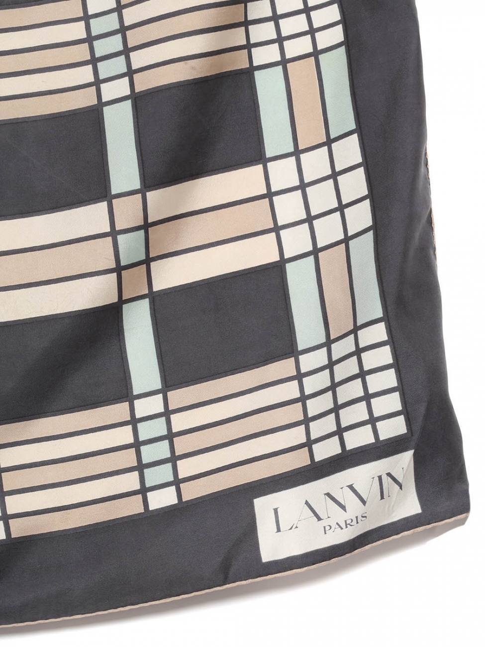 Foulard En Soie Vintage Lanvin Paris - 28 Cm X 130 Cm - Bleu - Bon état Général