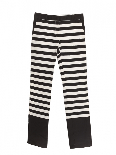 Phoebe Philo black and white striped cotton twill straight leg pants Retail price €1250 Size XS
