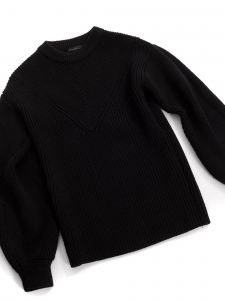 Pull col rond en grosse maille de laine noire Prix boutique 550€ Taille S