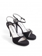 Black satin heeled sandals with ankle strap Retail price €795 Size 38