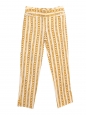 Pantalon slim fit en toile de coton beige imprimé chaînes jaunes Prix boutique 995€ Taille XS