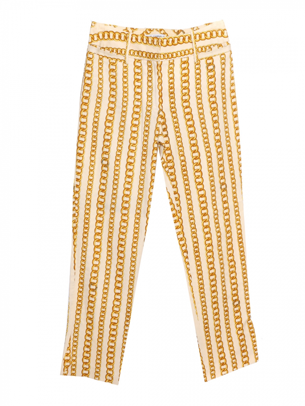 Boutique DOLCE & GABBANA Yellow chain print beige cotton canvas