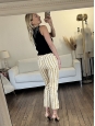 Yellow chain print beige cotton canvas slim-fit pants Retail price €995 Size XS