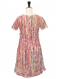 Multicolor tweed short sleeves cinched dress with fringes Retail Price 5000€ Taille 34