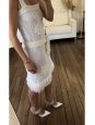 Robe courte à bretelles en dentelle crochet de coton blanc brodée de fleurs en soie Prix boutique 4000€ Taille 36