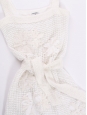 White cotton crochet lace strapless short dress embroidered with silk flowers Retail price 4000€ Size 36