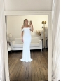 Robe de mariée longue Olivia en satin blanc épaules dénudées Prix boutique 1160€ Taille XS